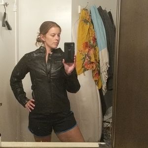 Leather motorcycle jacket